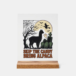 Halloween Alpaca Shirt Cute Spooky Vintage Animal  Acrylic Sign