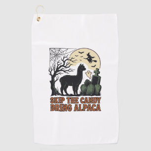 Halloween Alpaca Shirt Cute Spooky Vintage Animal Golf Towel