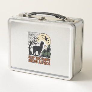 Halloween Alpaca Shirt Cute Spooky Vintage Animal Metal Lunch Box