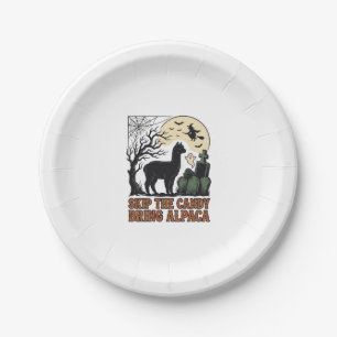 Halloween Alpaca Shirt Cute Spooky Vintage Animal  Paper Plate