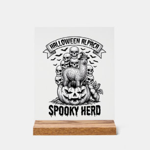 Halloween Alpaca Shirt Vintage Skull Pumpkin Desig Acrylic Sign