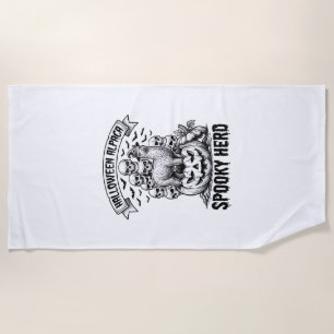 Halloween Alpaca Shirt Vintage Skull Pumpkin Desig Beach Towel