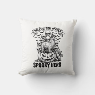 Halloween Alpaca Shirt Vintage Skull Pumpkin Desig Cushion