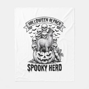 Halloween Alpaca Shirt Vintage Skull Pumpkin Desig Fleece Blanket