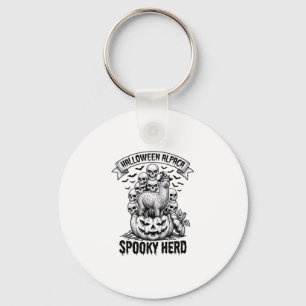 Halloween Alpaca Shirt Vintage Skull Pumpkin Desig Key Ring