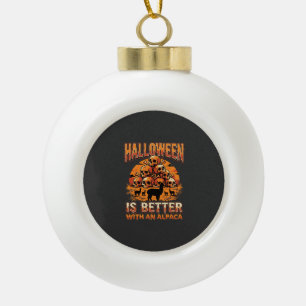 Halloween Alpaca Skull Pile Retro Horror Design Ceramic Ball Christmas Ornament