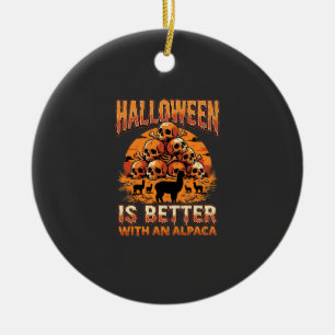 Halloween Alpaca Skull Pile Retro Horror Design Ceramic Tree Decoration