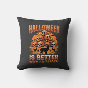 Halloween Alpaca Skull Pile Retro Horror Design Cushion