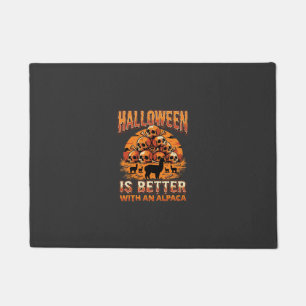 Halloween Alpaca Skull Pile Retro Horror Design Doormat