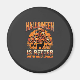 Halloween Alpaca Skull Pile Retro Horror Design Magnet
