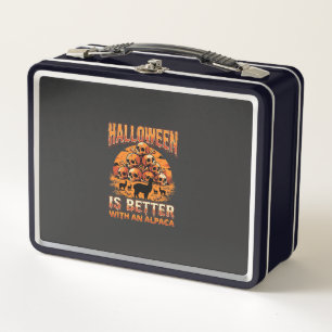 Halloween Alpaca Skull Pile Retro Horror Design Metal Lunch Box