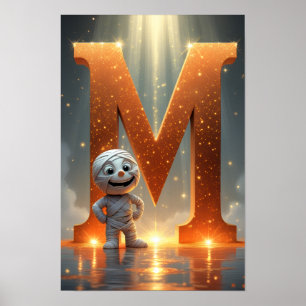 Halloween Alphabet Kids ABC Letter M Poster