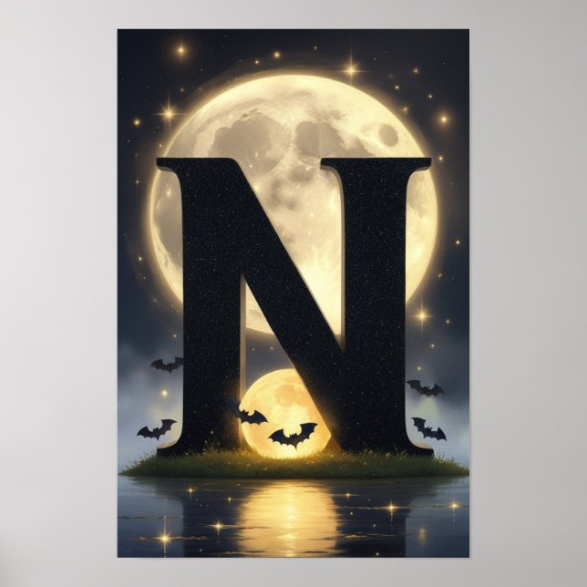 Halloween Alphabet Kids ABC Letter N Poster (Front)