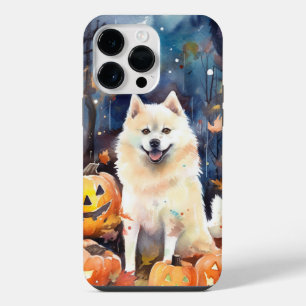 Halloween American Akita With Pumpkins Scary iPhone 14 Pro Max Case