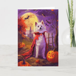 Halloween American Eskimo Pumpkins Scary  Card