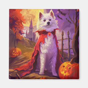 Halloween American Eskimo Pumpkins Scary Magnet