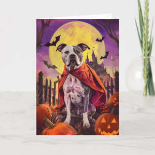 Halloween American Staffordshire Pumpkins Scary  Card