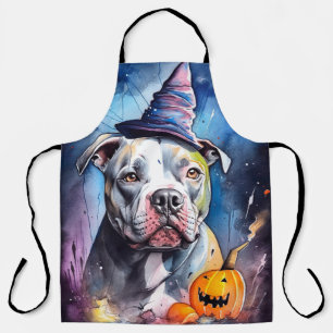Halloween American Staffordshire With Pumpkins Apron
