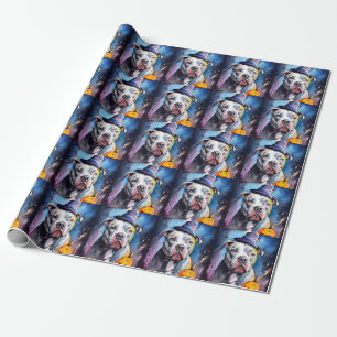 Halloween American Staffordshire With Pumpkins Wrapping Paper