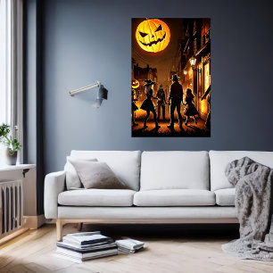 Halloween and a pumpkin moon   AI Art  Poster