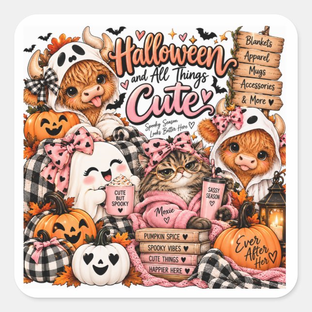 Halloween and All Things Cute Sticker (Front)