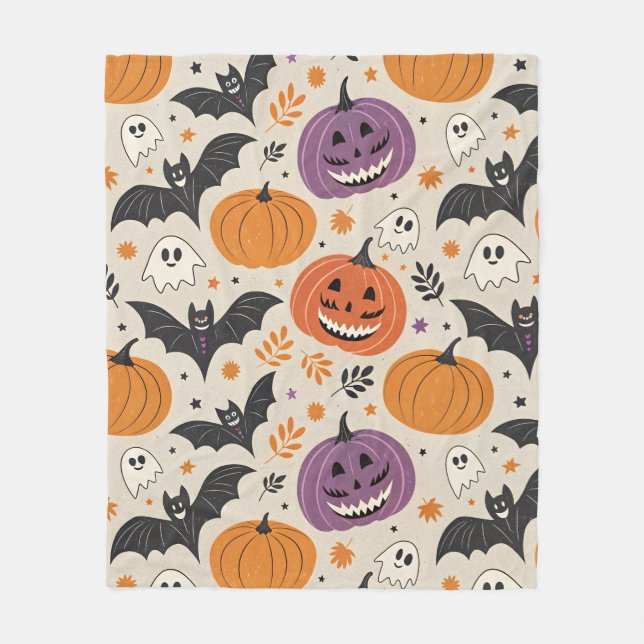 Halloween and autumn pattern   fleece blanket (Front)