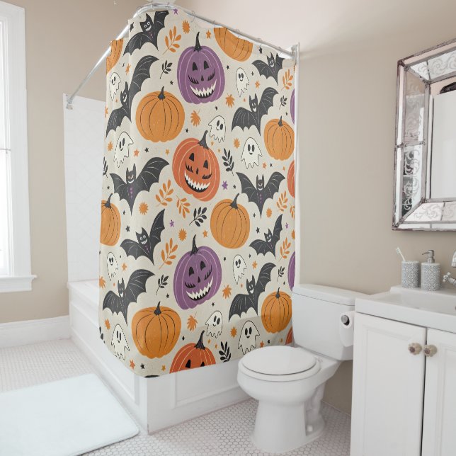 Halloween and autumn pattern   shower curtain (In Situ)