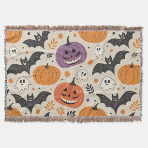 Halloween and autumn pattern throw blanket