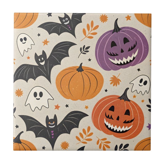 Halloween and autumn pattern   tile (Front)