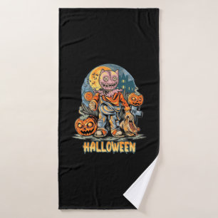 Halloween And Cat Bath Towel