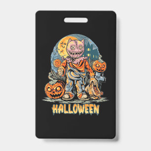 Halloween And Cat ID Badge