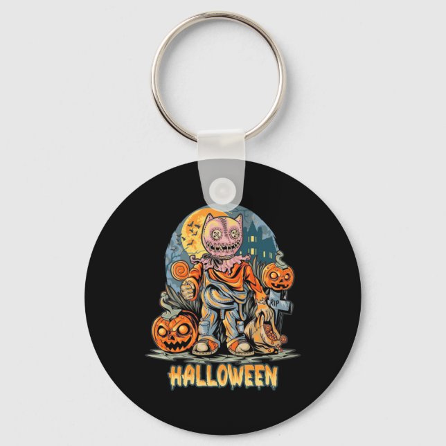 Halloween And Cat Key Ring (Front)