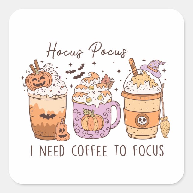 Halloween and Coffee Square Sticker (Front)