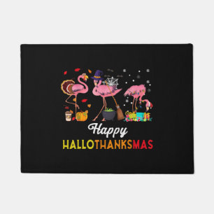 Halloween And Merry Christmas Happy Hallothanksmas Doormat