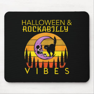 Halloween And Rockabilly Vibes Black Cat And Mouse Pad