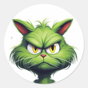 Halloween Angry Cat  Classic Round Sticker