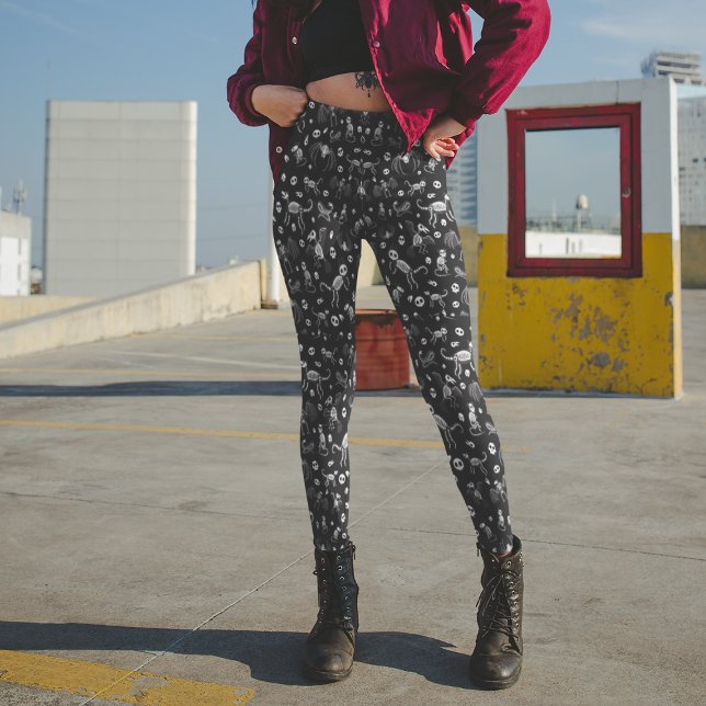 Halloween Animal Bats Dogs Cats Spiders Skeletons Leggings (Creator Uploaded)