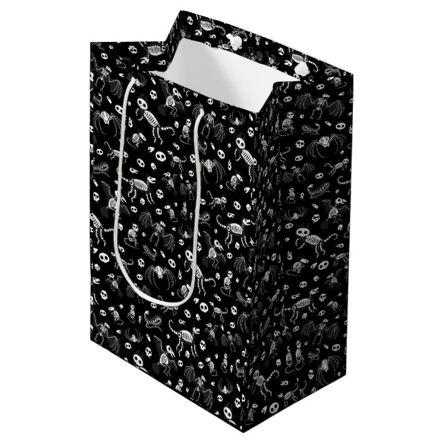 Halloween Animal Bats Dogs Cats Spiders Skeletons Medium Gift Bag (Front Angled)