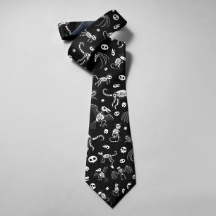 Halloween Animal Bats Dogs Cats Spiders Skeletons Tie