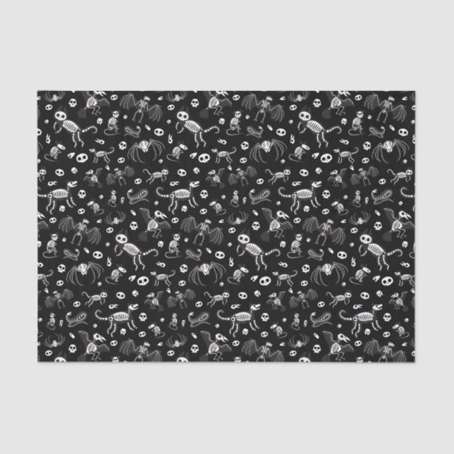 Halloween Animal Bats Dogs Cats Spiders Skeletons Tissue Paper (Front)