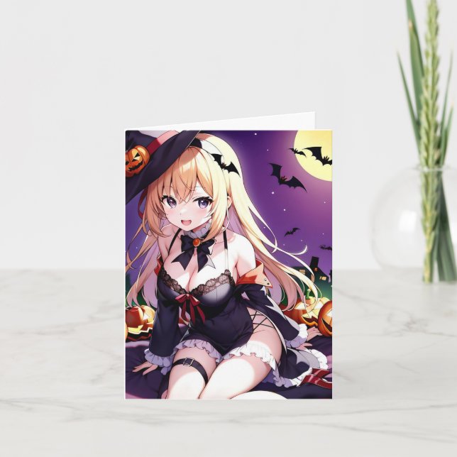 Halloween Anime O Holiday Card (Front)