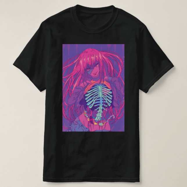 Halloween Anime  Spooky Anime Girl Waifu Scary  T-Shirt (Design Front)