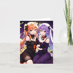 Halloween Anime V Folded Holiday Card