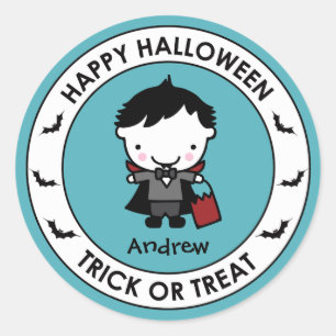 Halloween Aqua Treat Bag Sticker Label