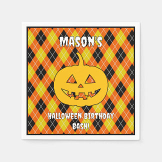 Halloween Argyle jack o lantern Napkin