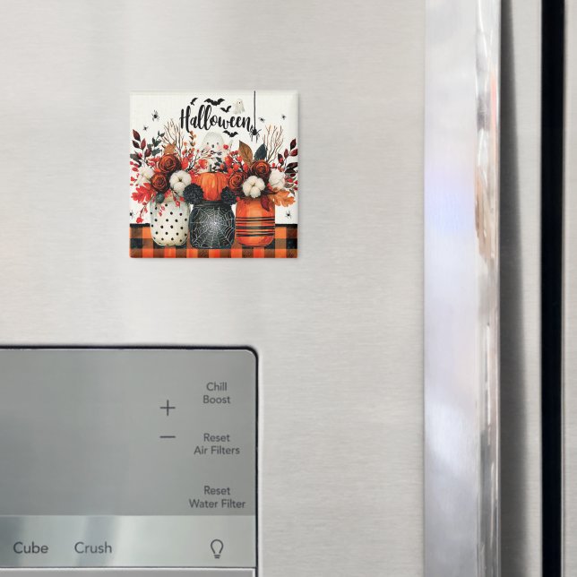 Halloween Arrangement with Pumpkins Magnet (In Situ (Fridge))