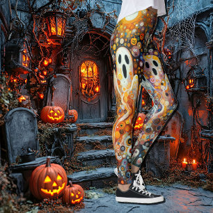 Halloween Art Deco Ghosts Spooky Fun Leggings