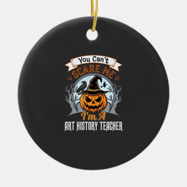 Halloween Art History Teacher Pumpkin Design Ceramic Tree Decoration (Front)