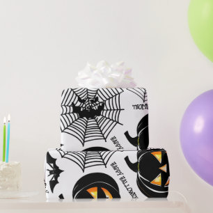 Halloween Art pattern Black Scary Pumpkin Custom Wrapping Paper