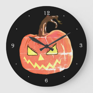 Halloween Art Scary Pumpkin Wall Clock